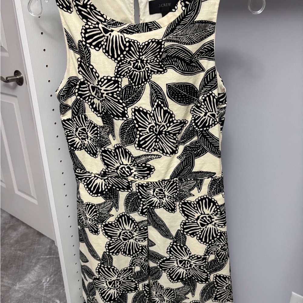 J. Crew Black & Cream Floral Midi Dress